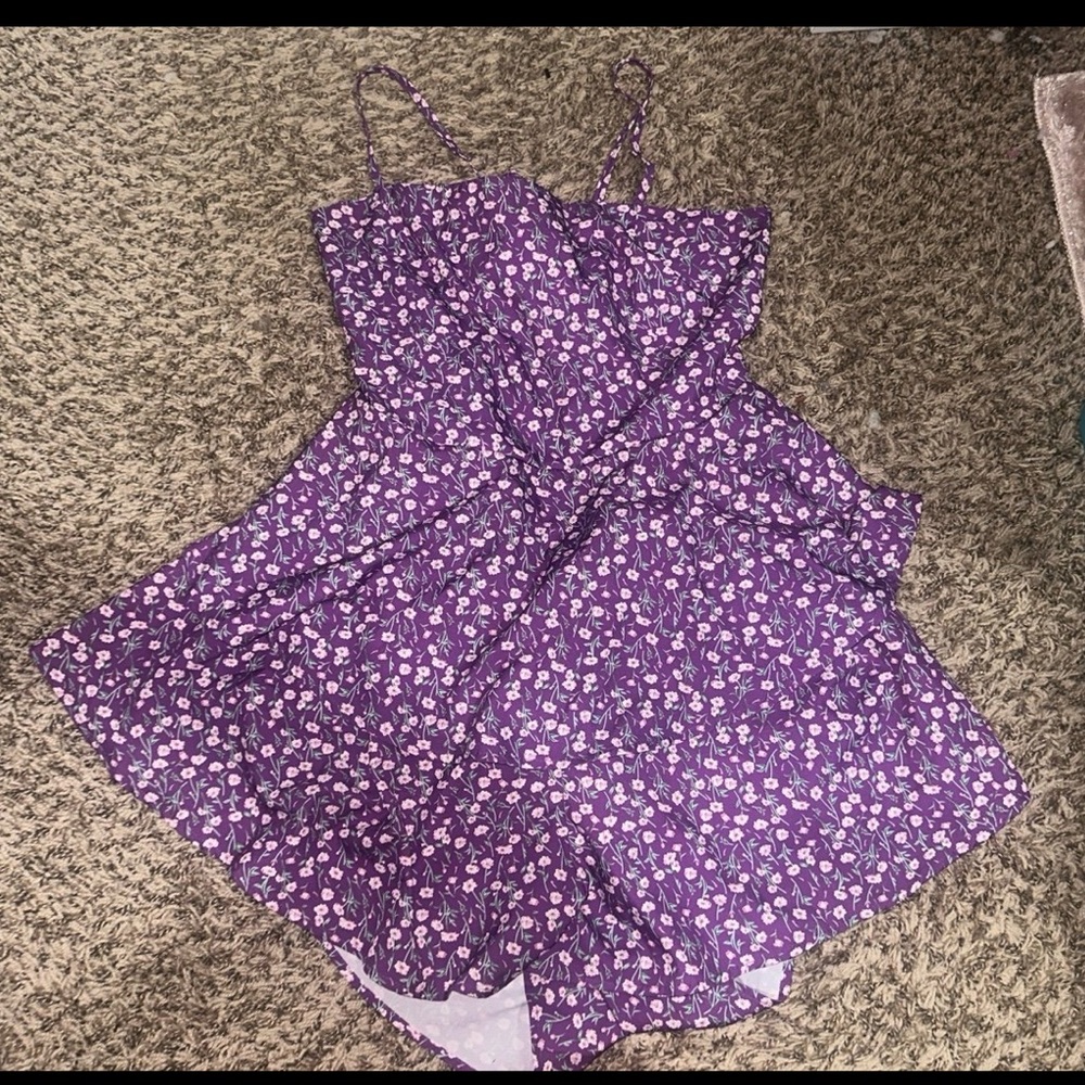 Purple floral romper